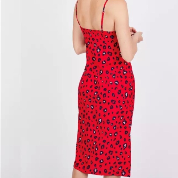 Ava Red Cheetah Print Slip Midi Dress NWT - Picture 3 of 11